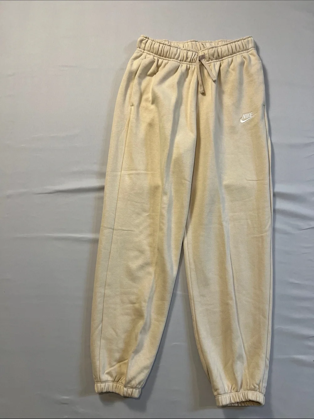 Nike Cream Track Pants - Women's Drawstring Joggers Oversized Fit Mid Rise
